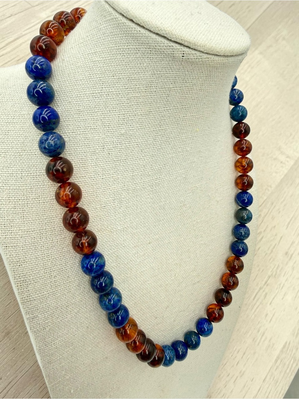 Jay King DTR Lapis Amber Bead Necklace Sterling 18-20” Adjustable Southwest Boho - Picture 7 of 17